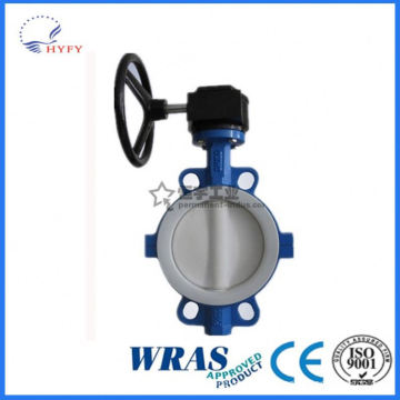 2015 new style carbon steel wafer butterfly valves gearbox